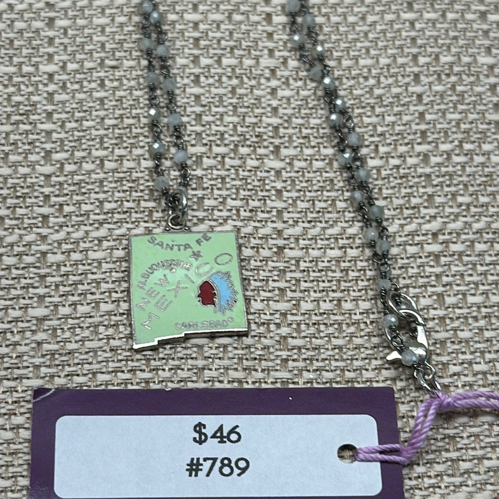 Handmade by Violette Grace State Charm Necklace New Mexico #789